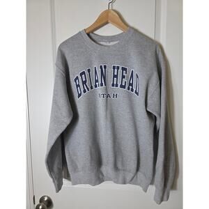 BRIAN HEAD UTAH Gray Classic Pullover Active Ski Snowboard Sweatshirt SZ S